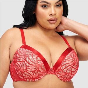 NWT Fredericks of Hollywood Exxtreme Cleavage Tuxedo Lace in Red